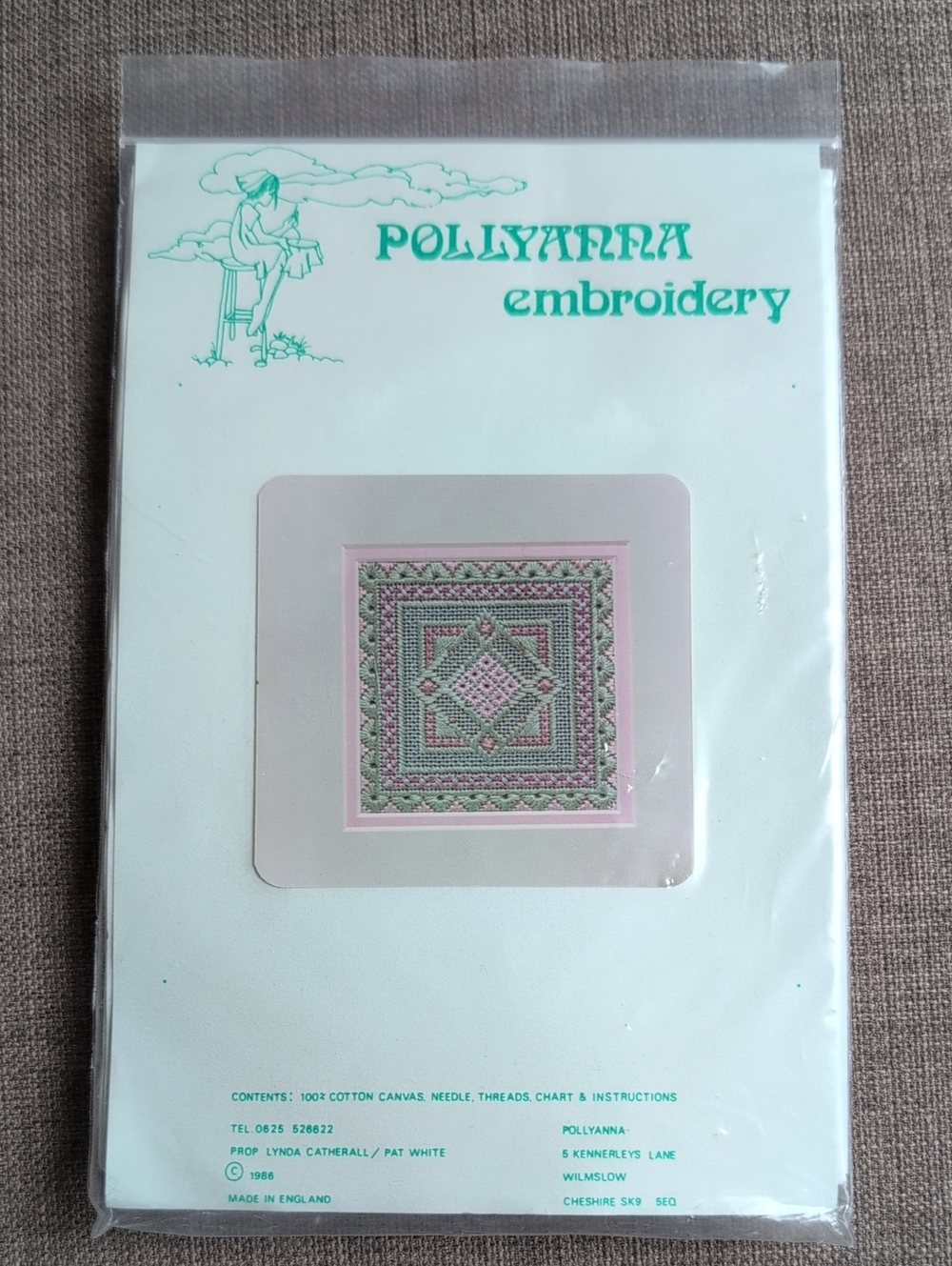 Pollyanna Embroidery Knot Garden Pink & Green Needle Point